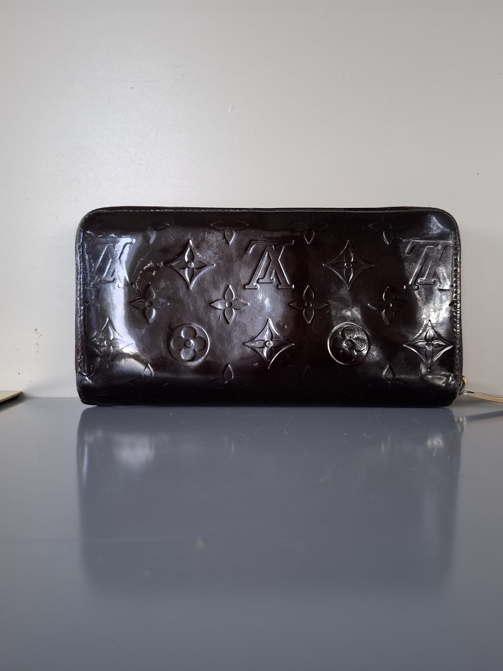 Louis Vuitton Classic Signature Virnes Monogram Zip Wallet - Dark Brown Gloss